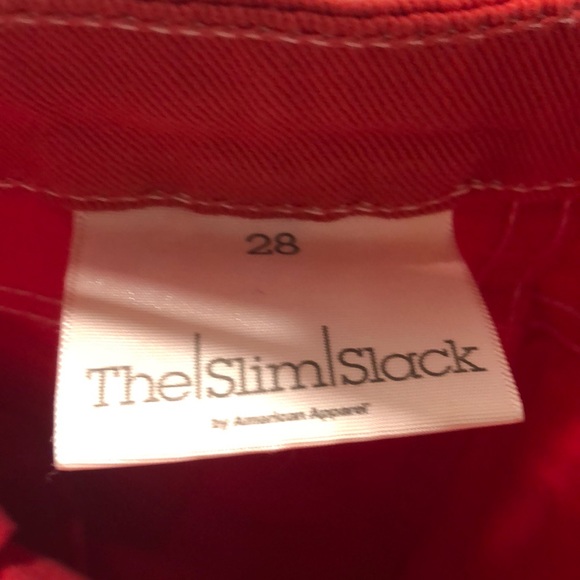 American Apparel Red Slim Slack - Picture 3 of 3